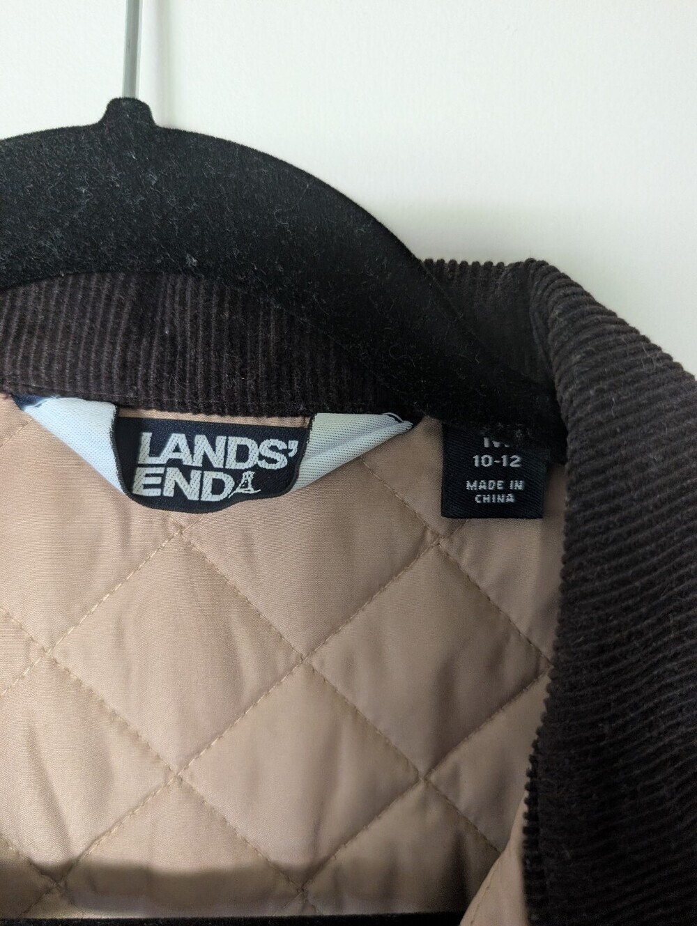 Lands' End Beige & Brown Quilted Check Vest - Picture 5 of 8